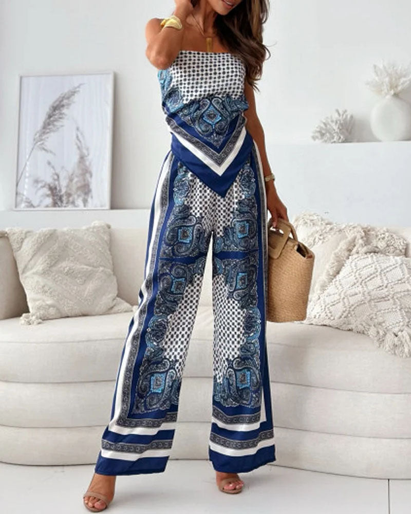 Lace-Up Vest & Pants Two-Piece Set