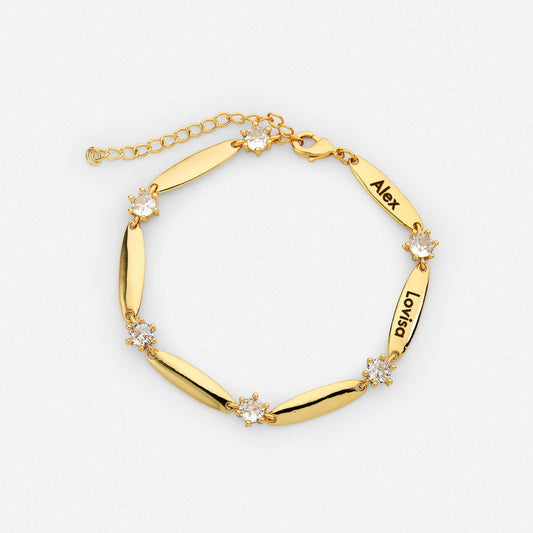Custom Engraved Crystal Bar Bracelet