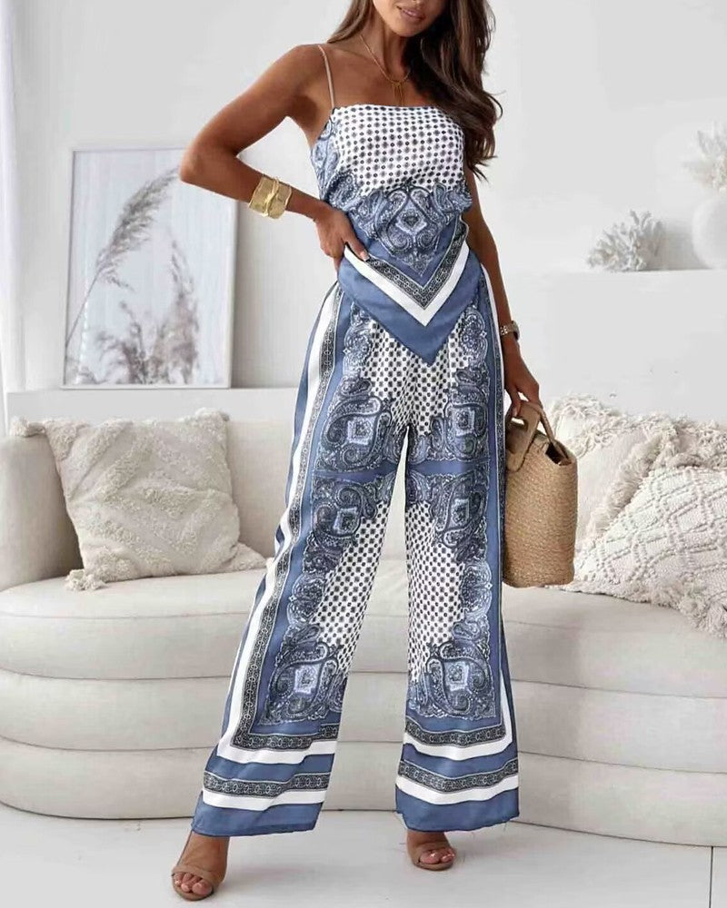 Lace-Up Vest & Pants Two-Piece Set