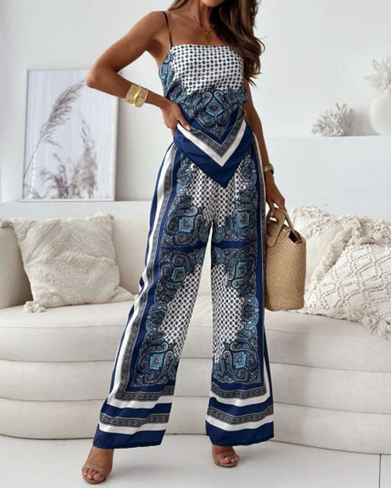Lace-Up Vest & Pants Two-Piece Set