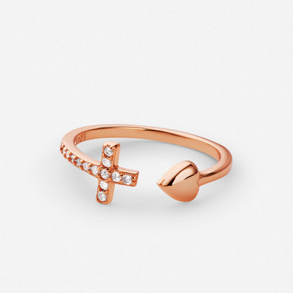 Heart-Shaped Cross Ring