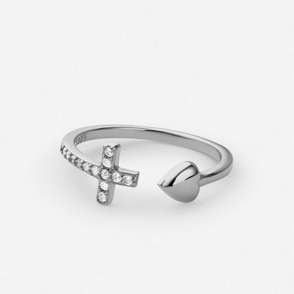Heart-Shaped Cross Ring